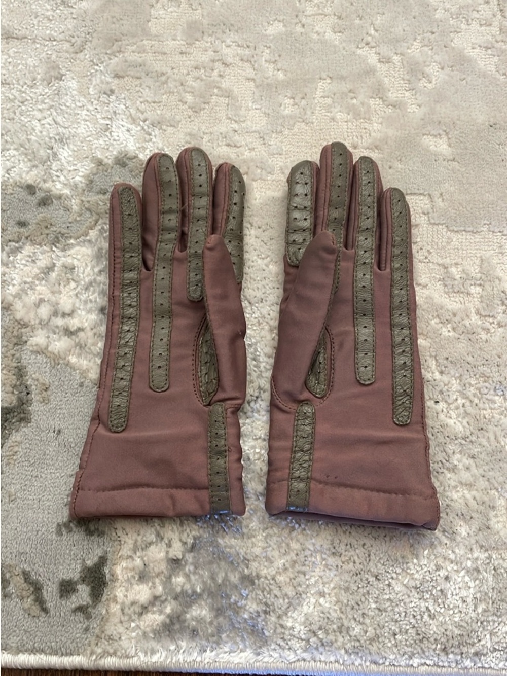 Brown Leather Accent Ladies Gloves